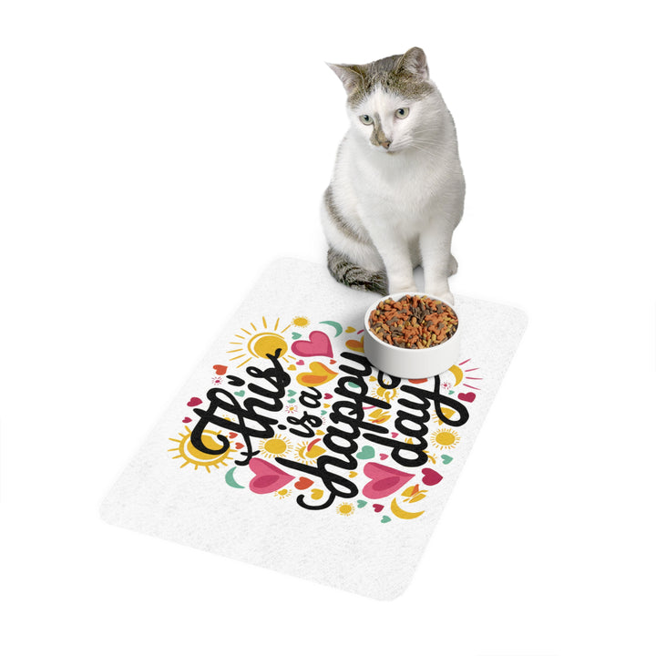 Pet Food Mat (12x18) - This is a Happy Day