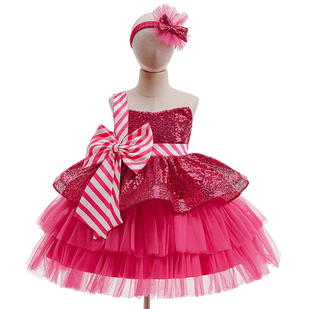 Girls’ Christmas Holiday Outfit with Matching Headwear