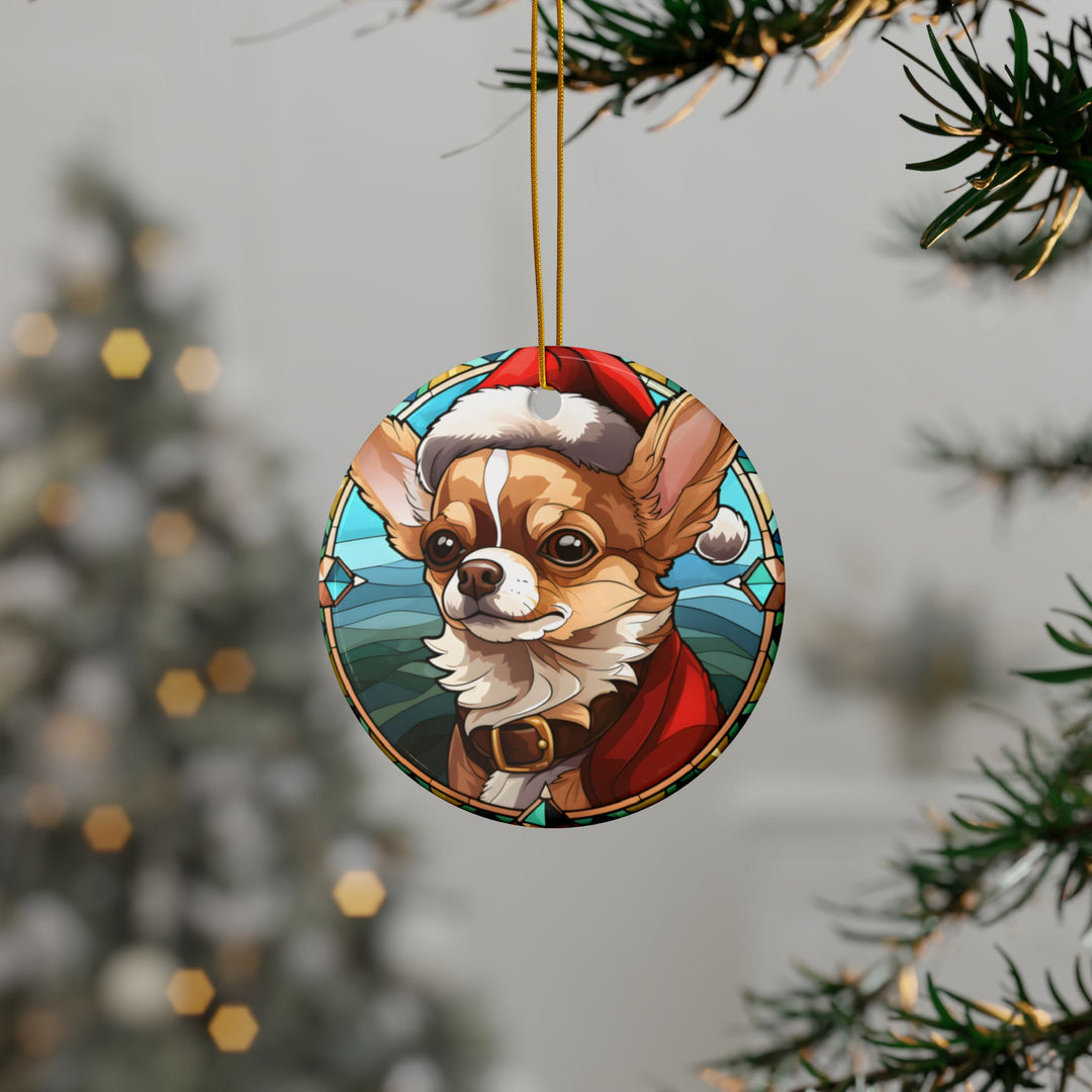 Ceramic Ornaments, 2-Side Print, (1pc, 3pcs, 5pcs, 10pcs) - Chihuahua Christmas