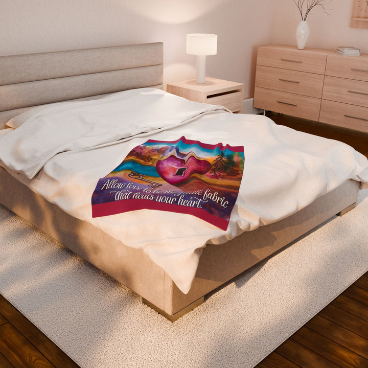 Inspirational Velveteen Plush Blanket - "Allow Love to Heal Your Heart"