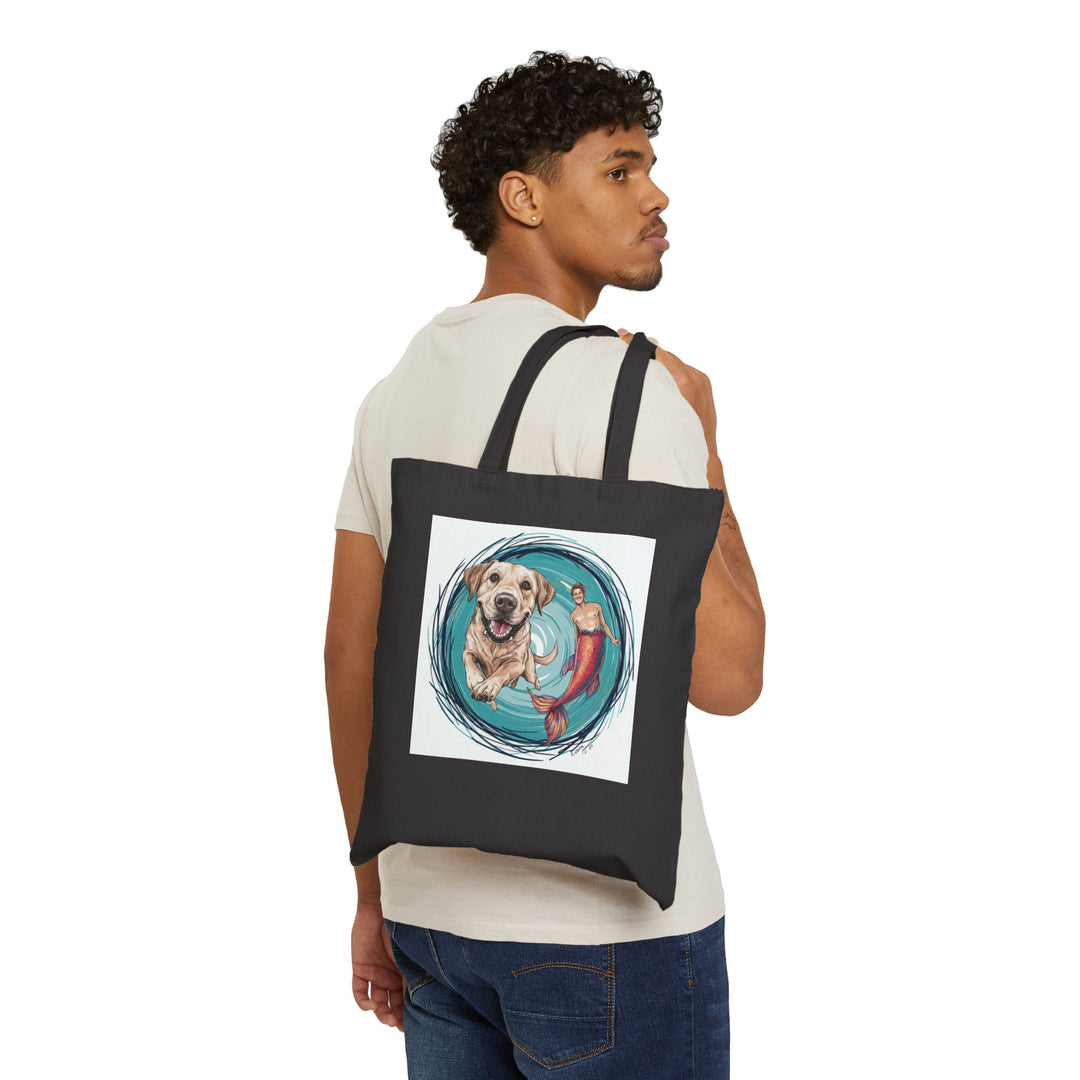 Cotton Canvas Tote Bag - Merman and His Dog