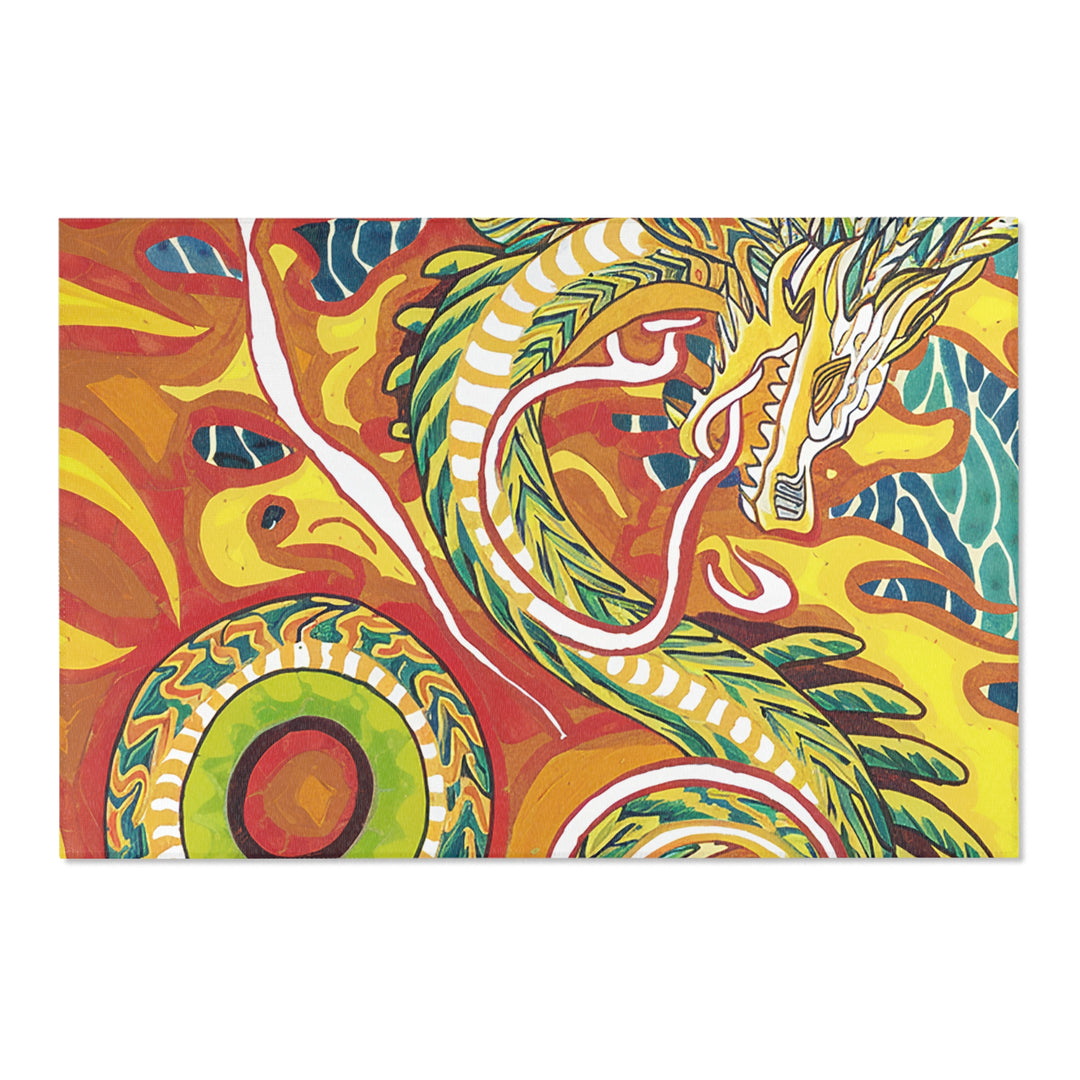 Vibrant Gold Dragon Area Rug