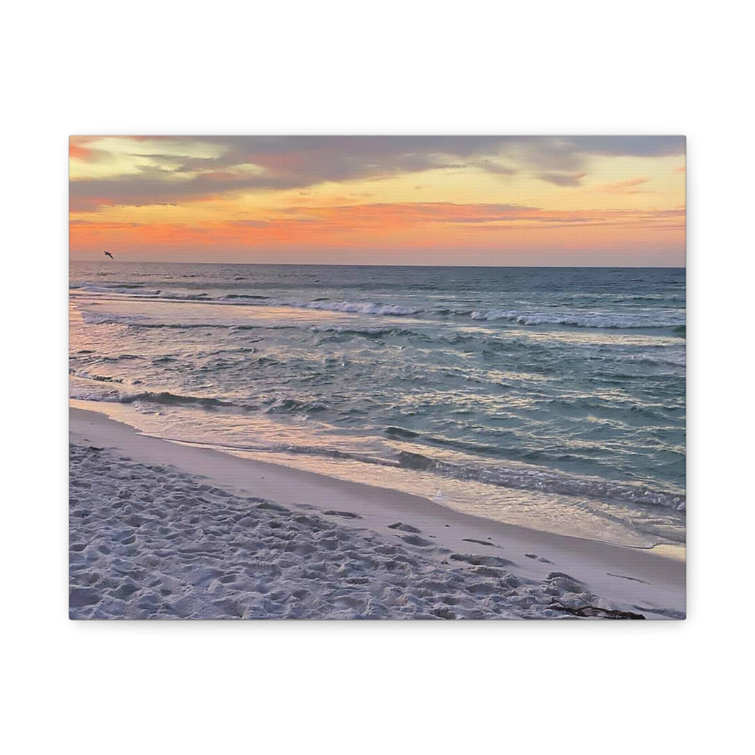 Sunset Beach Matte Stretched Canvas Wall Art