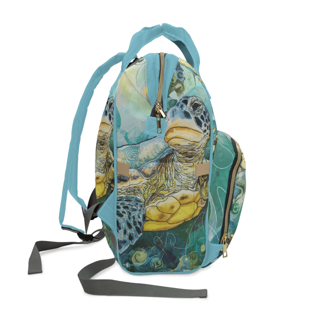 Multifunctional Diaper Backpack - Watercolor Sea Turtle