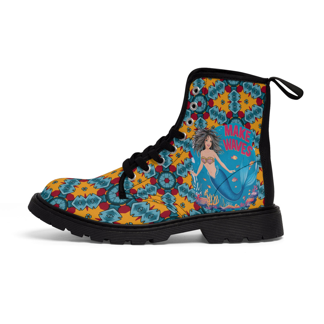 Women's Canvas Boots - Make Mermaid Waves