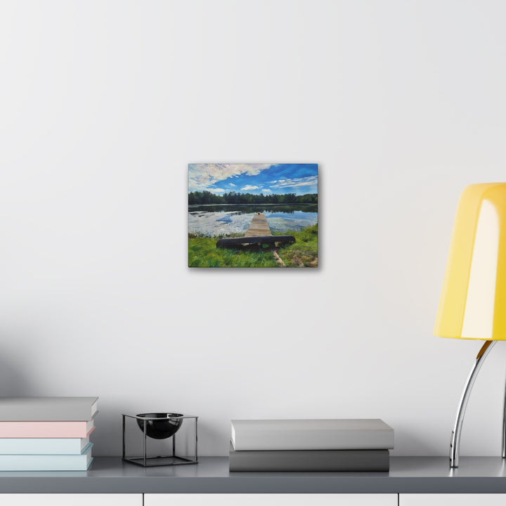 Tranquil Lakeside Dock Scene Canvas Wall Art