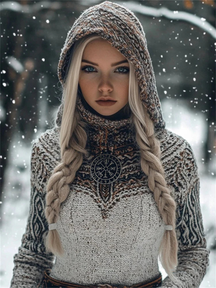 Women’s Long Loose-Fit Round-Neck Knitted Cardigan