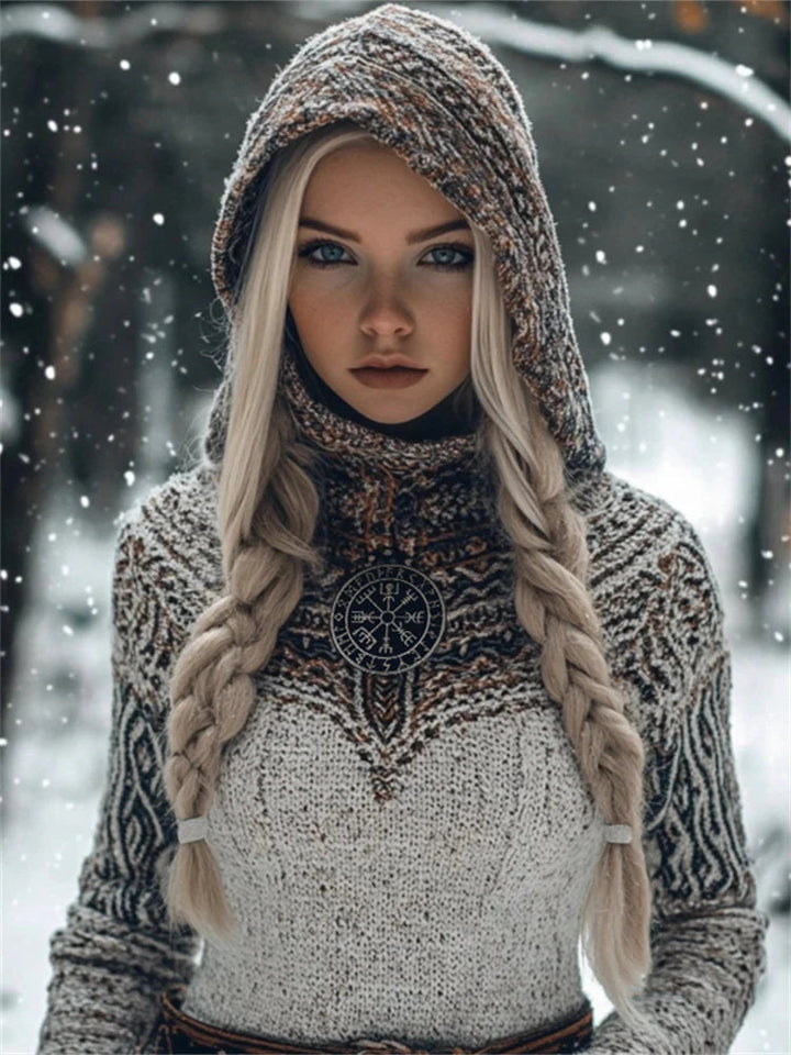 Women’s Long Loose-Fit Round-Neck Knitted Cardigan
