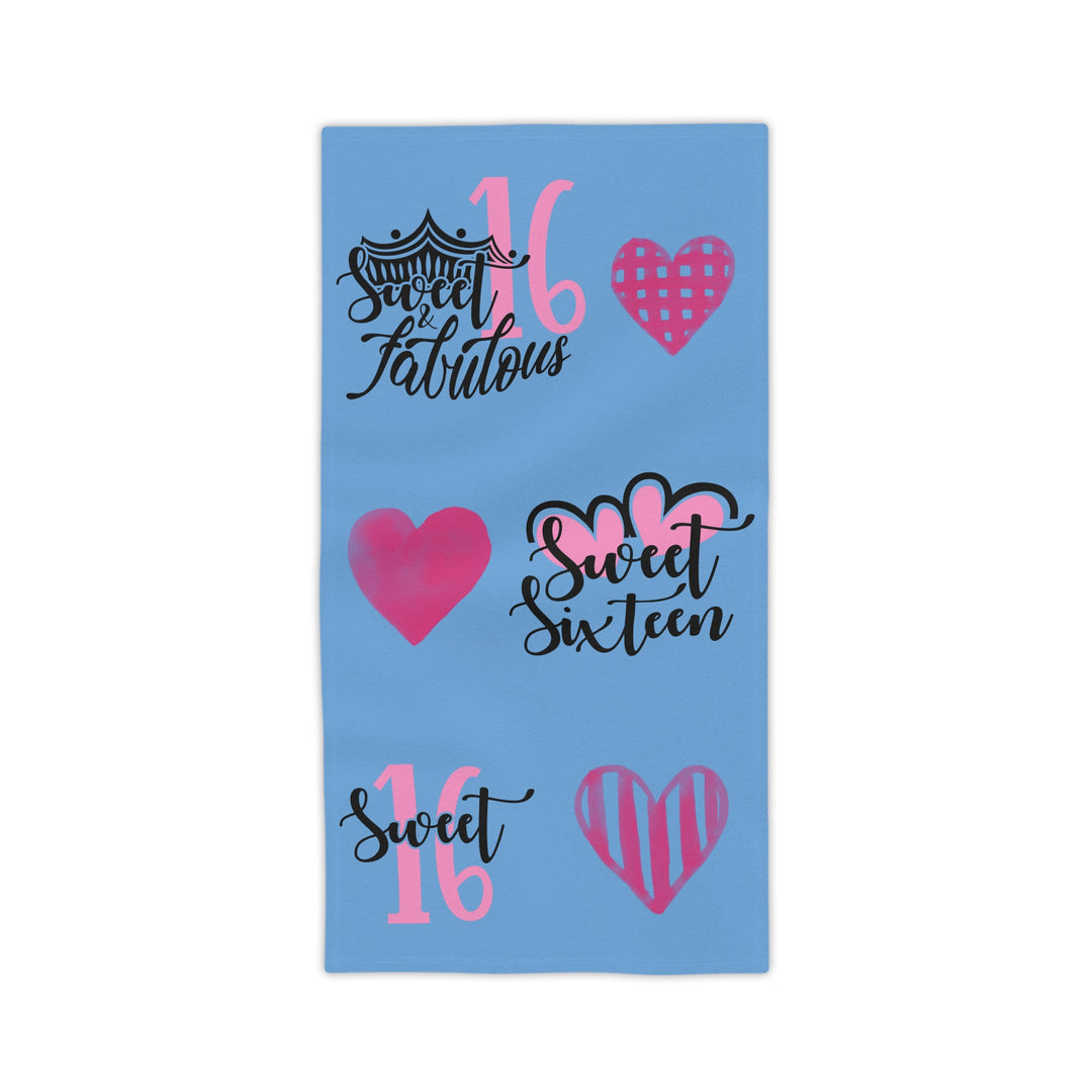Sweet Sixteen Beach Towel, Fun Pool Accessories, Birthday Party Decor, Vibrant Towels for Teens, Cute Gifts for Summer