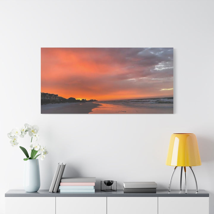 Sunset Beach Satin Stretched Canvas Wall Art