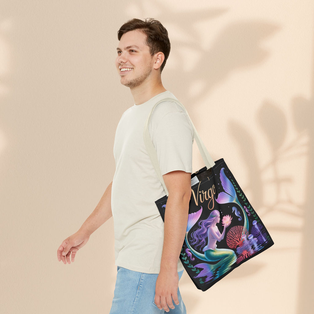 Virgo Mermaid Tote Bag, Virgo Gift, Zodiac Bag, Sea Creature Style, Ocean Lover Accessory, Birthday Present