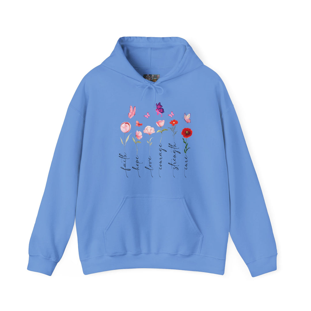 Hooded Sweatshirt Encouraging Faith, Hope, Cure for Cancer Patients