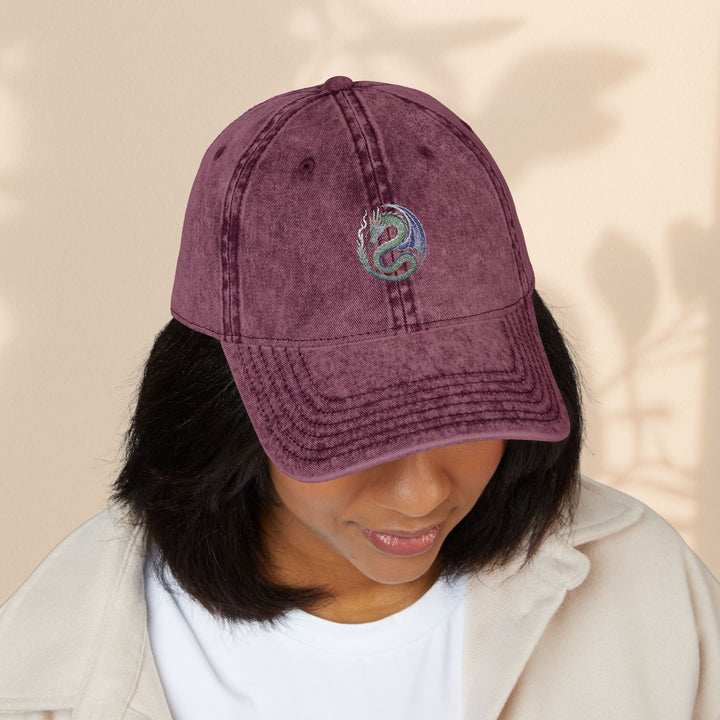 Vintage Embroidered Dragon Cap, Retro Baseball Hat, Gift for Her, Boho Accessories, Festival Wear, Casual Outfit