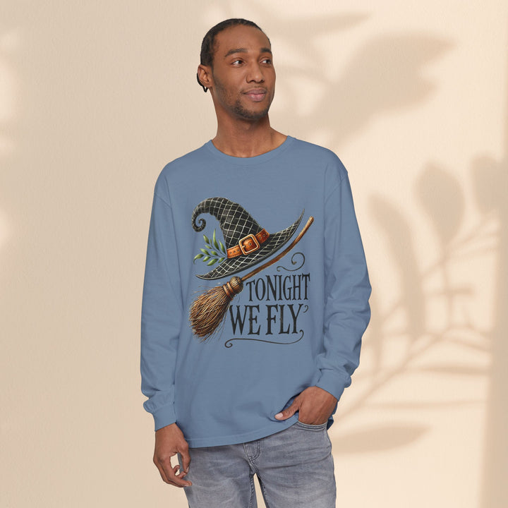 Tonight We Fly - Whimsical Witch Halloween Long Sleeve T-Shirt