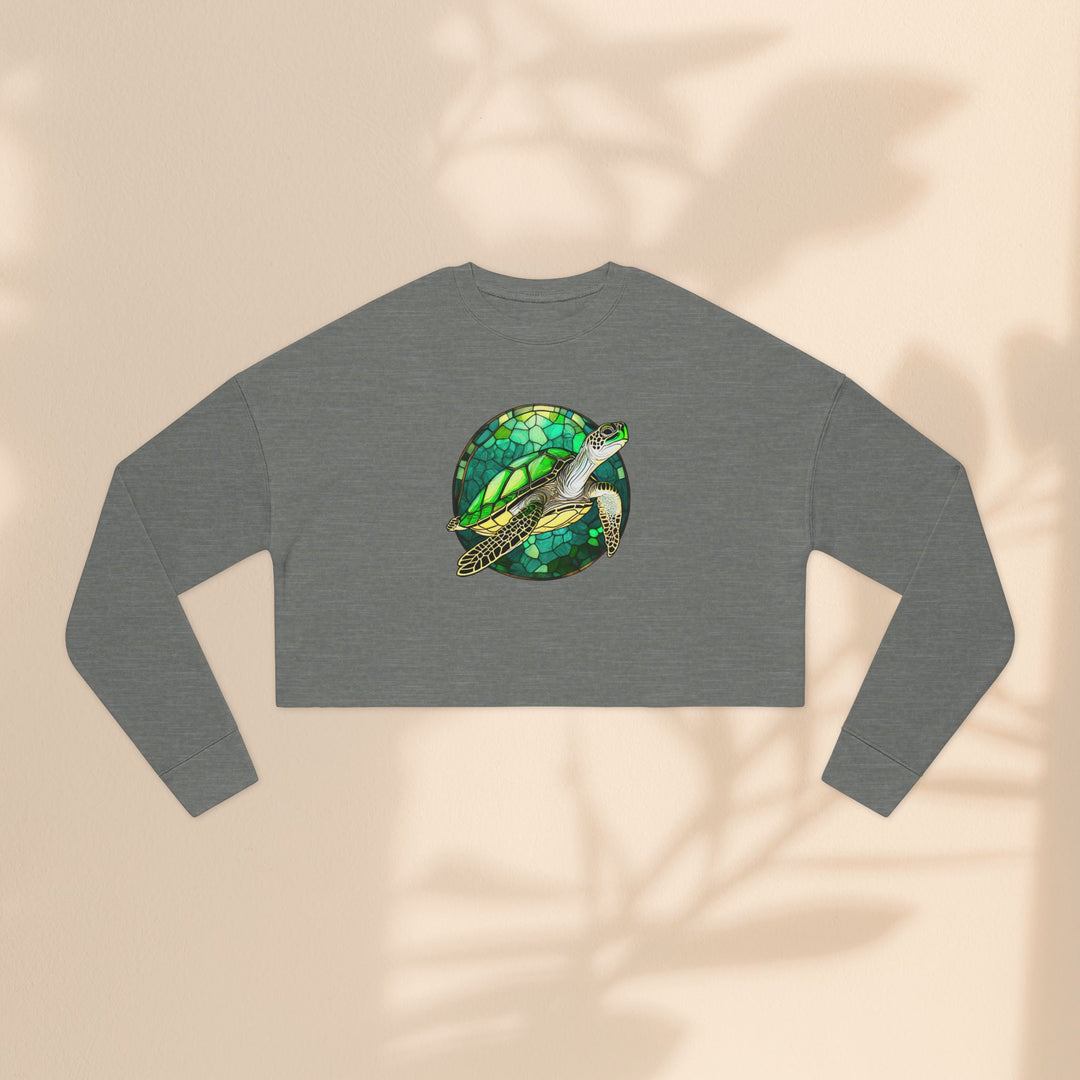 Eco-Friendly Women's Cropped Sweatshirt with Sea Turtle Design | Perfect for Nature Lovers