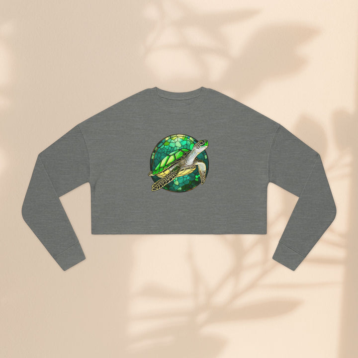 Eco-Friendly Women's Cropped Sweatshirt with Sea Turtle Design | Perfect for Nature Lovers