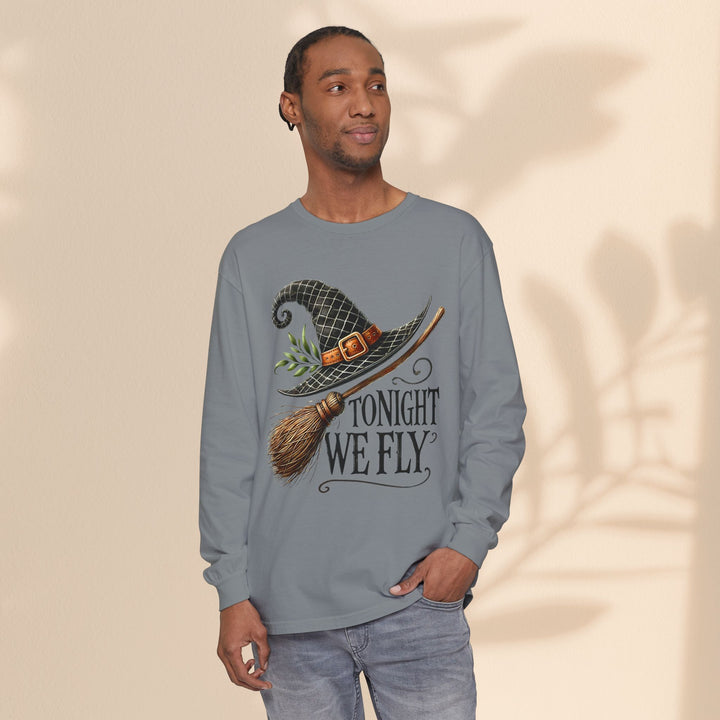 Tonight We Fly - Whimsical Witch Halloween Long Sleeve T-Shirt