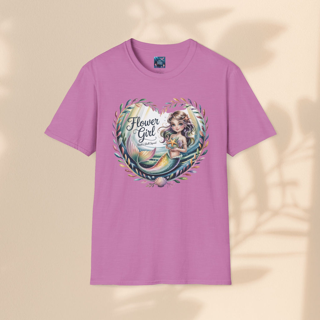 Flower Girl T-Shirt, Cute Flower Girl Apparel, Wedding Gift, Kids Birthday, Girly T-Shirt, Mermaid Design, Special Occasion