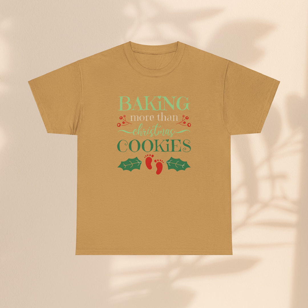 Unisex Heavy Cotton Tee - Baking More Than Christmas Cookies Pregnancy T-Shirt