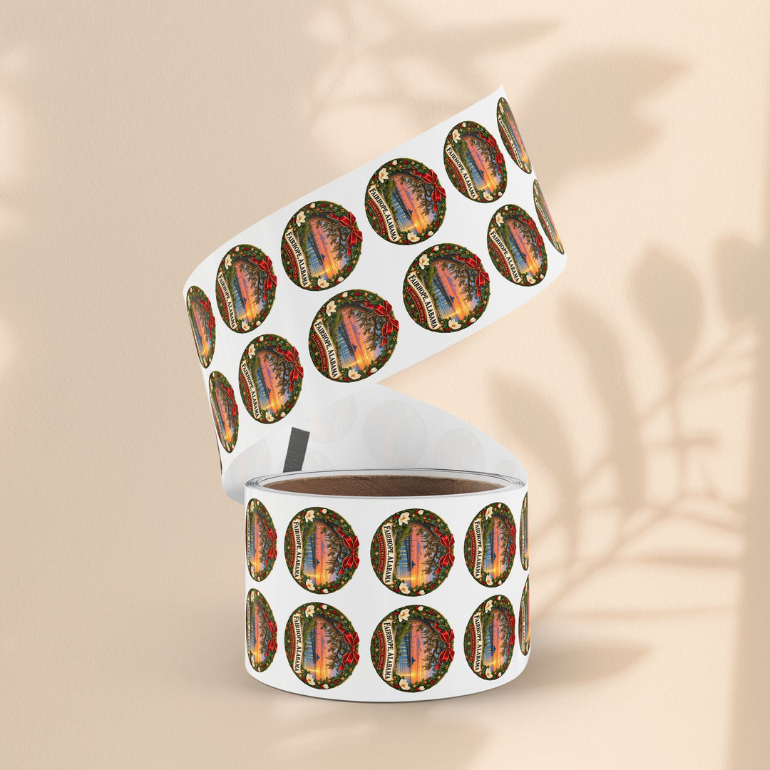 Fairhope Alabama Christmas Sticker Roll – Coastal Sunset Labels
