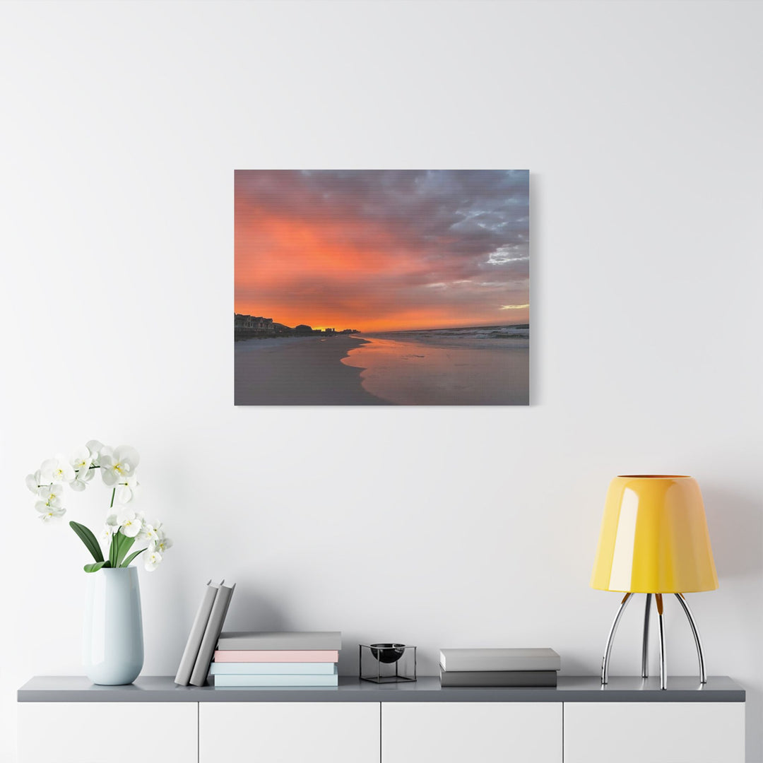 Sunset Beach Satin Stretched Canvas Wall Art