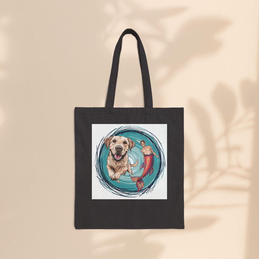 Cotton Canvas Tote Bag - Merman and His Dog