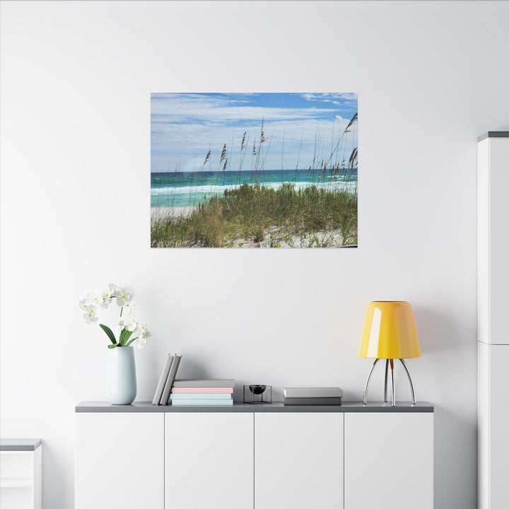 Coastal Dune Beach Canvas Print – Waves and Sea Oats Wall Art
