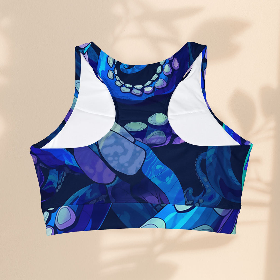 High Neck Crop Sports Top - Octopus Delight