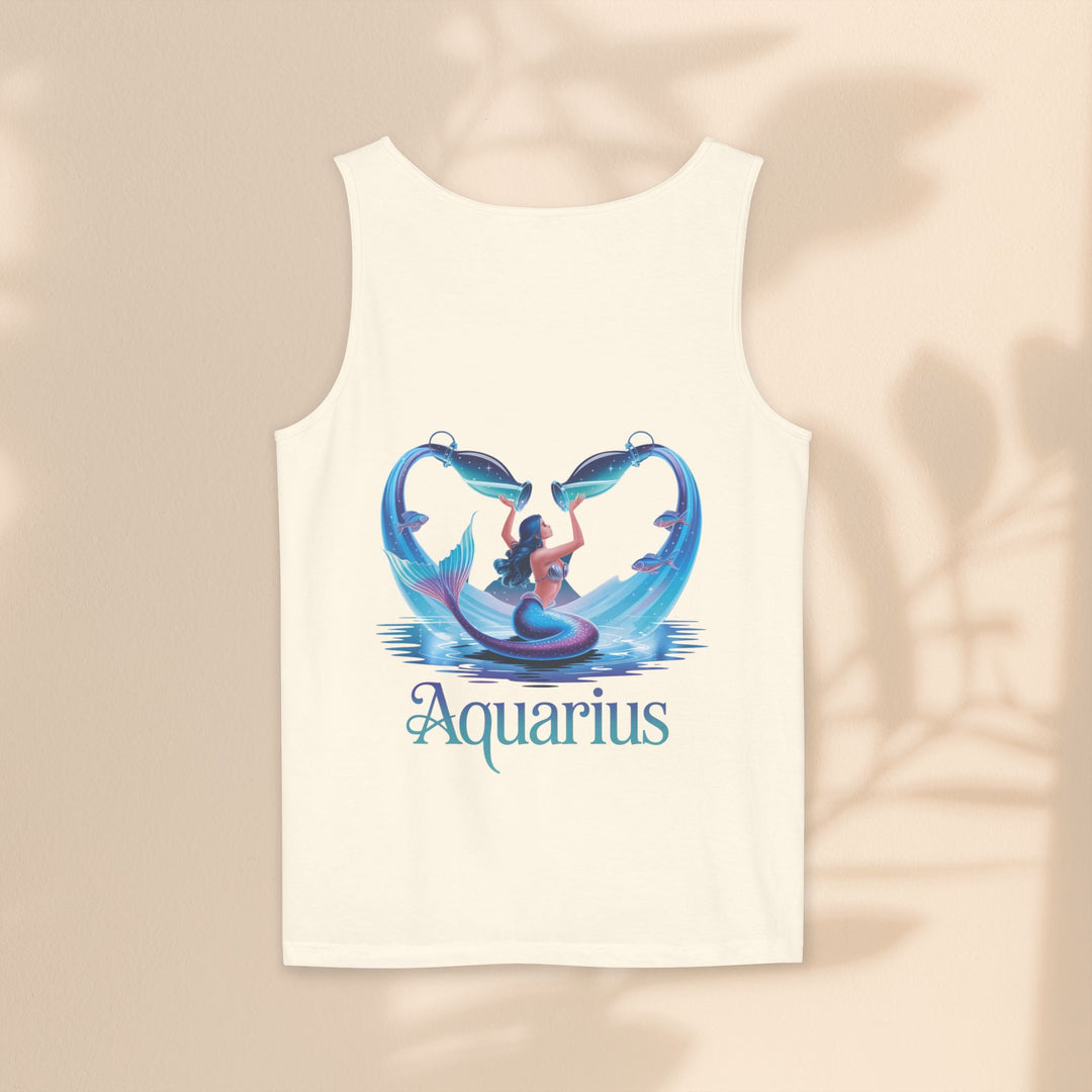 Aquarius Unisex Garment-Dyed Tank Top, Zodiac Apparel, Astrology Gift, Summer Outfit, Festival Wear, Birthday Gift