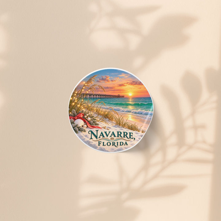 Navarre Florida Round Sticker Rolls – Waterproof Beach Sunset Labels