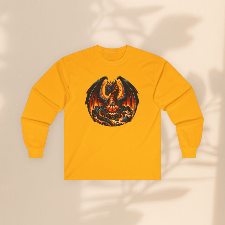 Dragon Emblem Unisex Long Sleeve Tee – Casual Fantasy Graphic Shirt for Halloween & Geek Culture