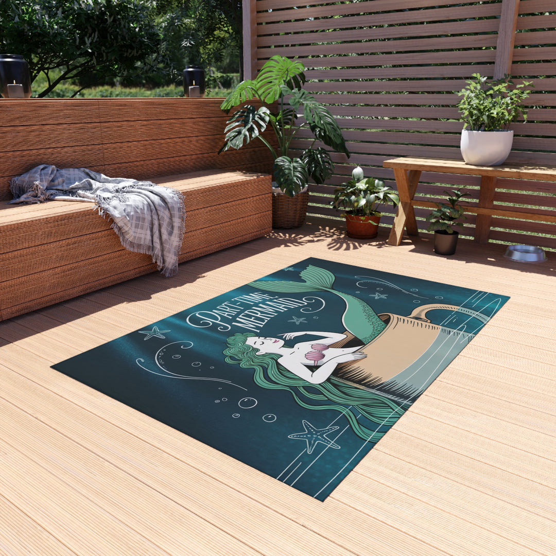 Outdoor Rug - Part-Time Mermaid Coastal Decor Beach House Mat