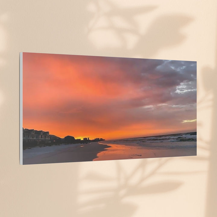 Sunset Beach Satin Stretched Canvas Wall Art