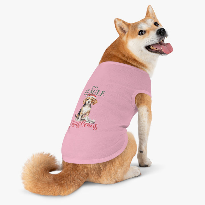 Festive Beagle Pet Tank Top - Holiday Dog Apparel - I'm Beagle for Christmas