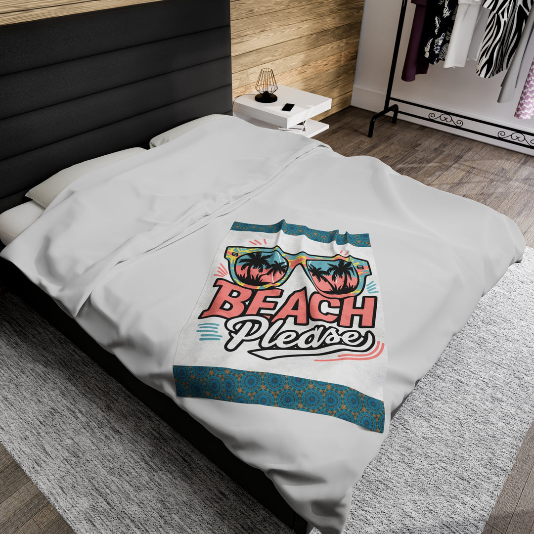 Velveteen Plush Blanket - Beach Please