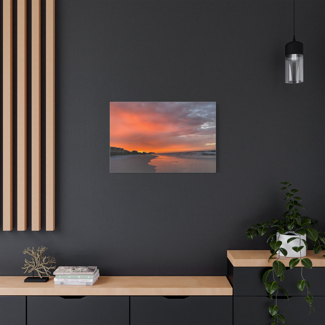 Sunset Beach Satin Stretched Canvas Wall Art