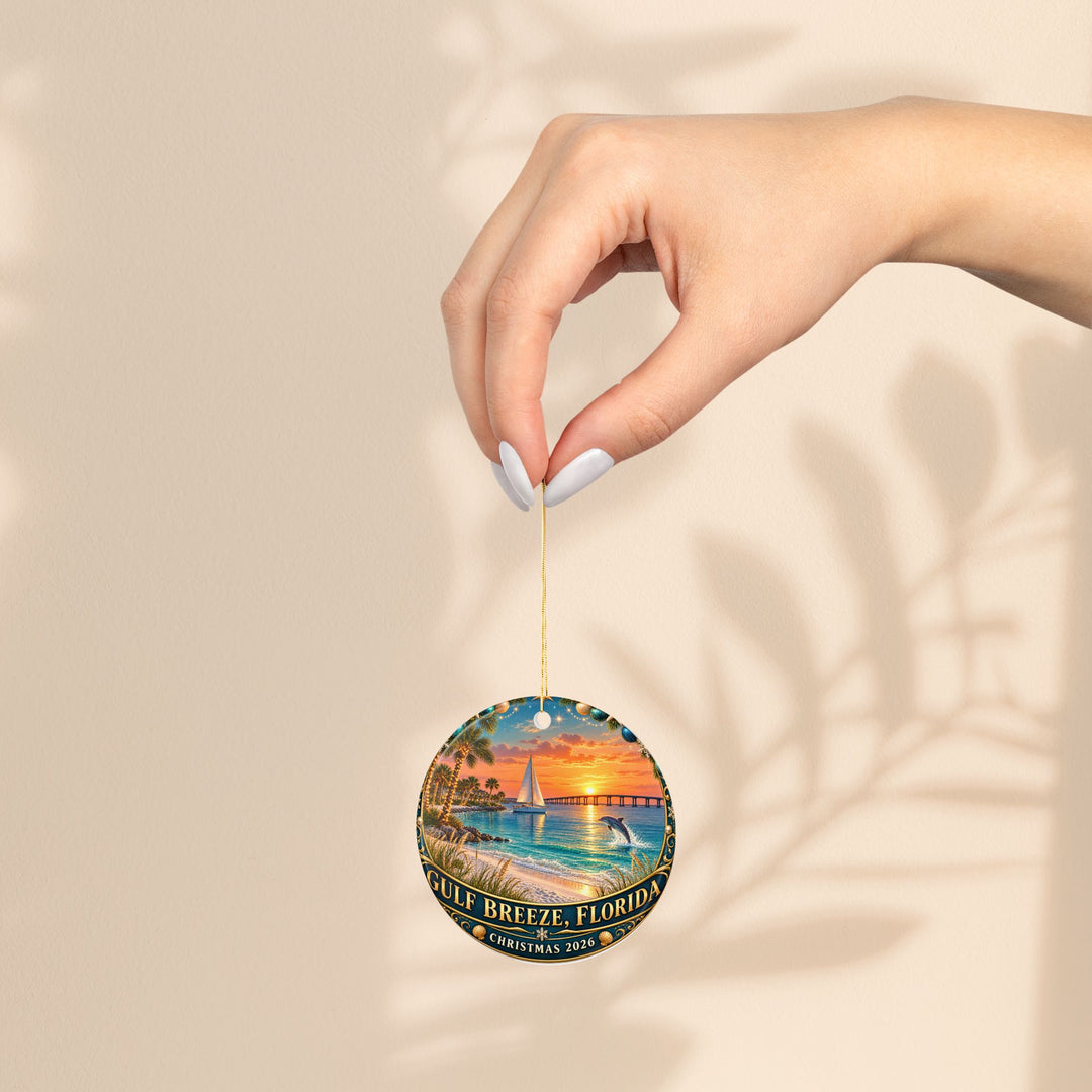 Gulf Breeze Christmas 2026 Sunset Sail Ceramic Ornament