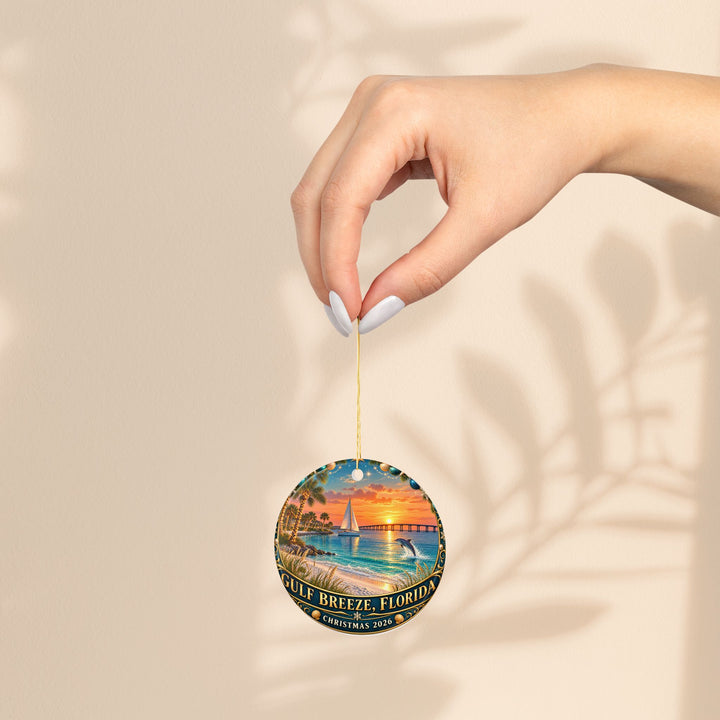 Gulf Breeze Christmas 2026 Sunset Sail Ceramic Ornament