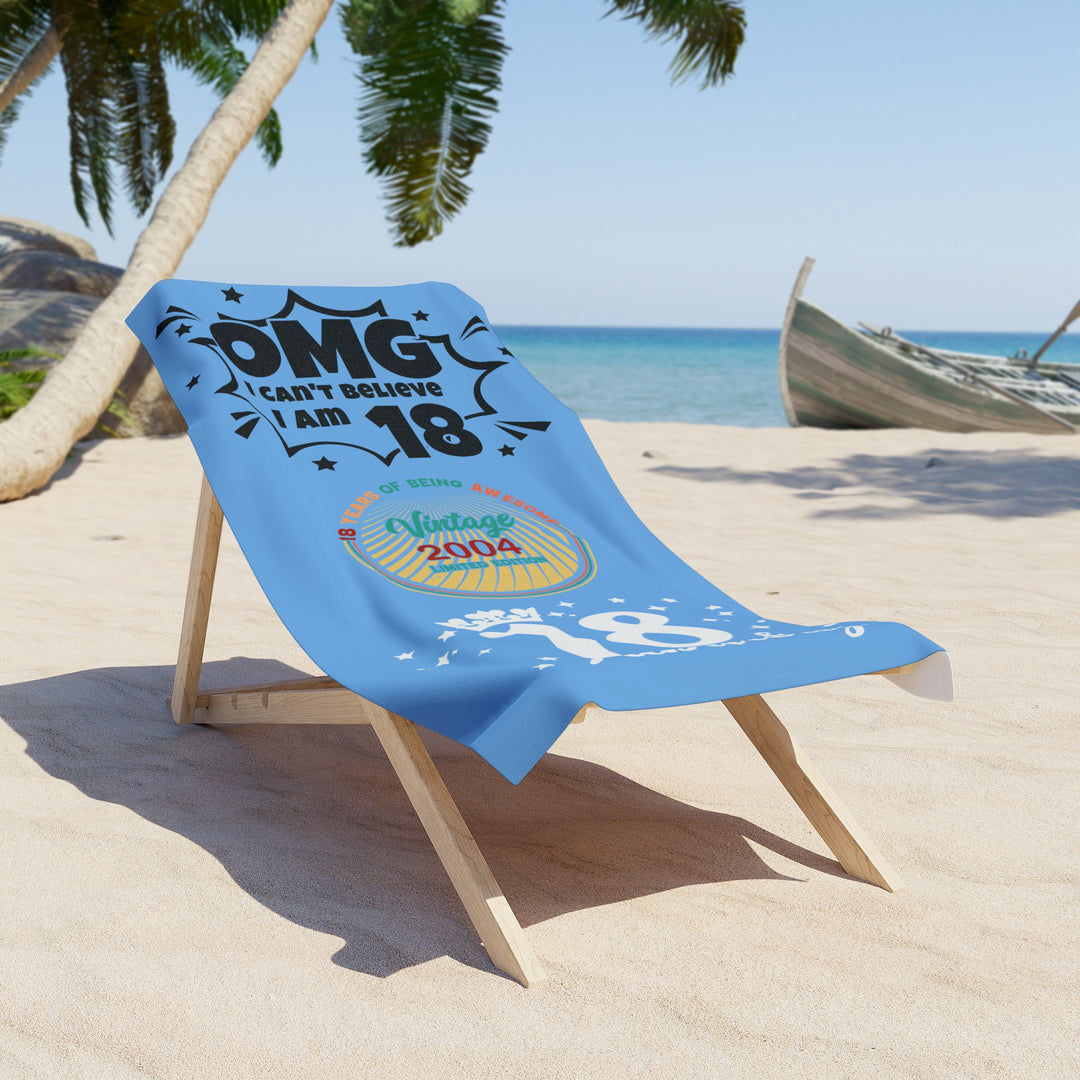 OMG I'm 18th Birthday Beach Towel, Summer Fun Towel, Poolside Accessory, Gift for Teens, Vacation Essentials