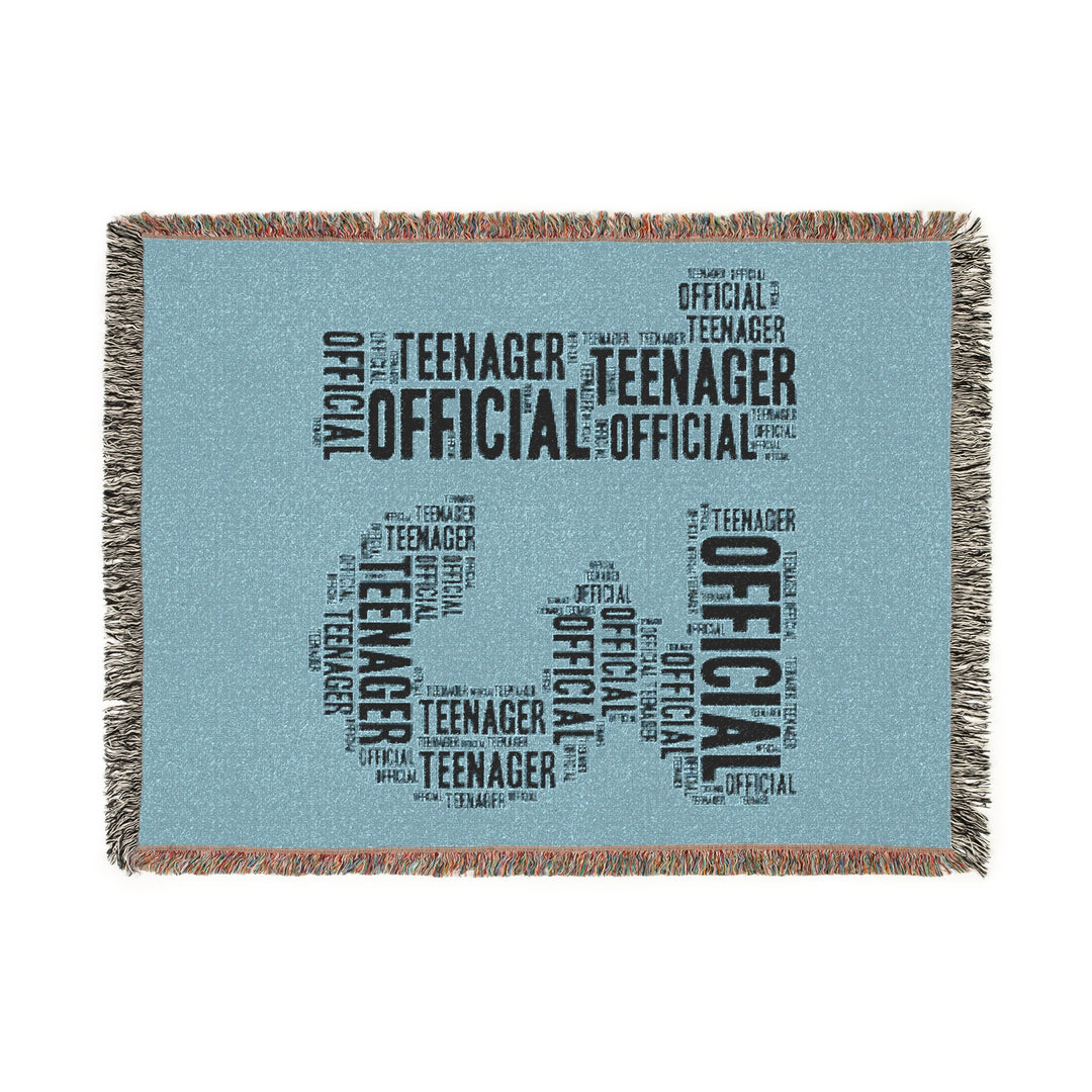 13 Years Old Official Teenager Woven Blanket – Cozy Word Art Throw, Perfect Gift for Teens