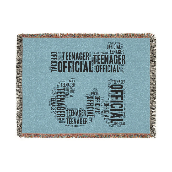 13 Years Old Official Teenager Woven Blanket – Cozy Word Art Throw, Perfect Gift for Teens