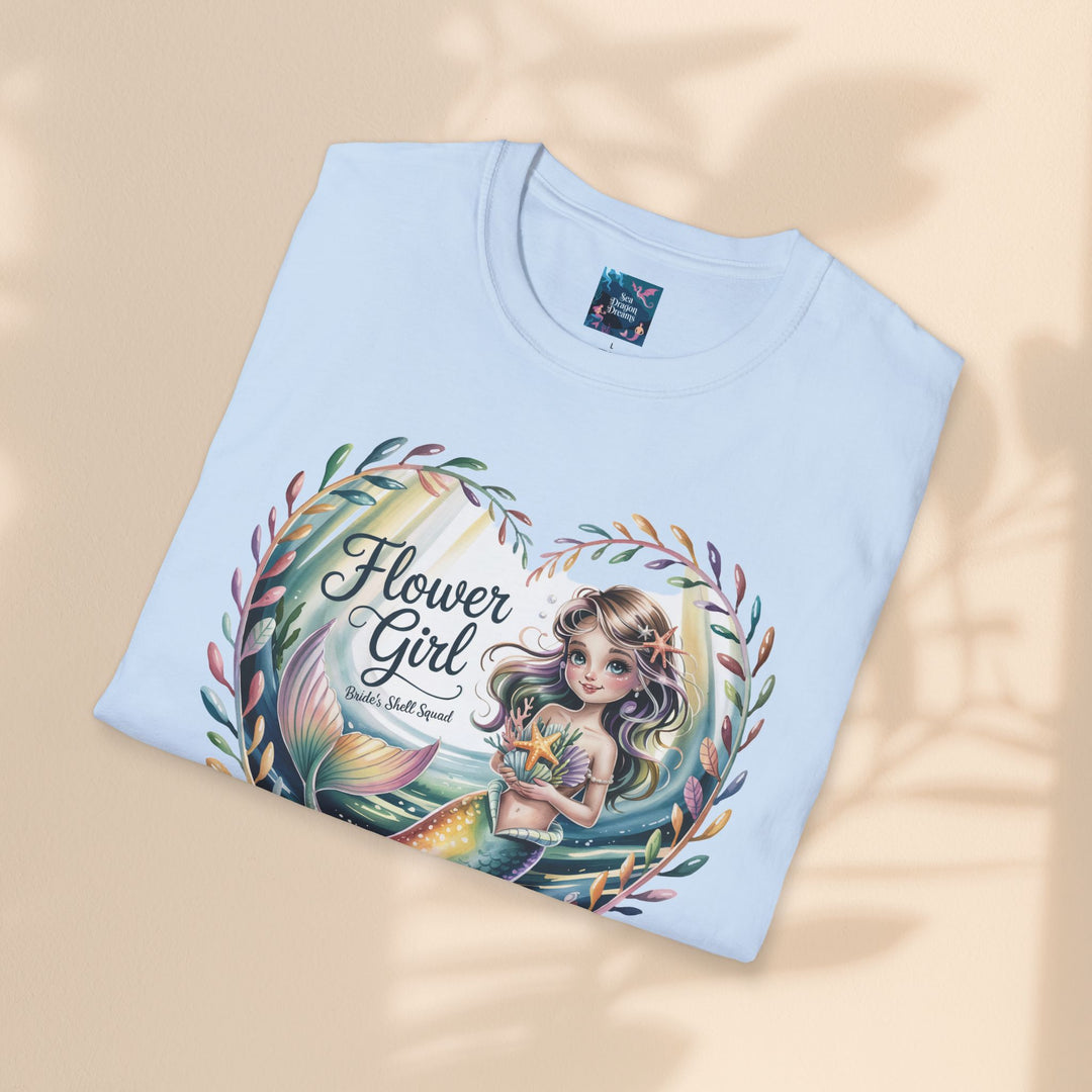 Flower Girl T-Shirt, Cute Flower Girl Apparel, Wedding Gift, Kids Birthday, Girly T-Shirt, Mermaid Design, Special Occasion