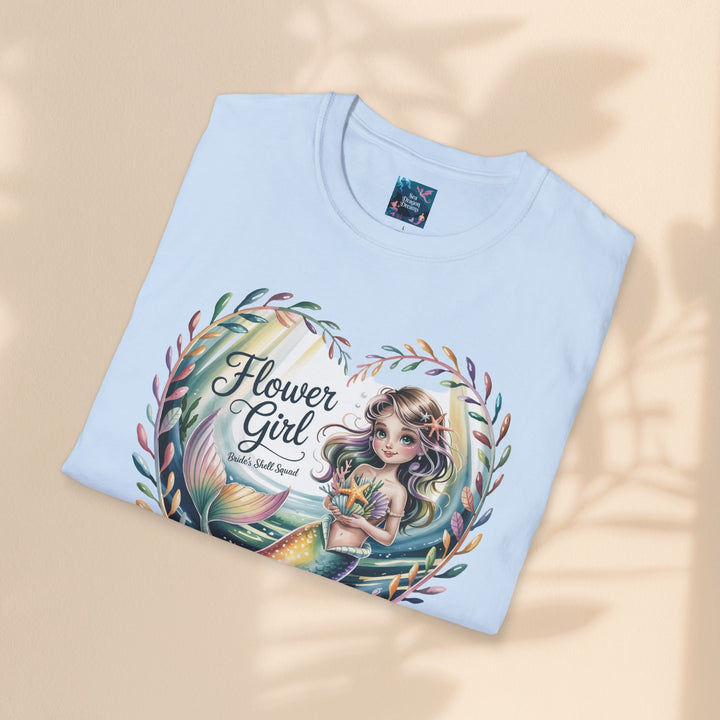 Flower Girl T-Shirt, Cute Flower Girl Apparel, Wedding Gift, Kids Birthday, Girly T-Shirt, Mermaid Design, Special Occasion