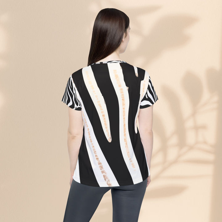 Zebra Stripe Women's Sports Jersey — Black & White Athletic Tee