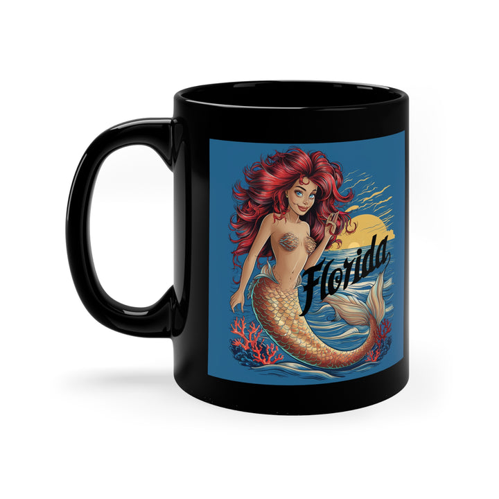 Black Coffee Mug, 11oz - Florida Mermaid