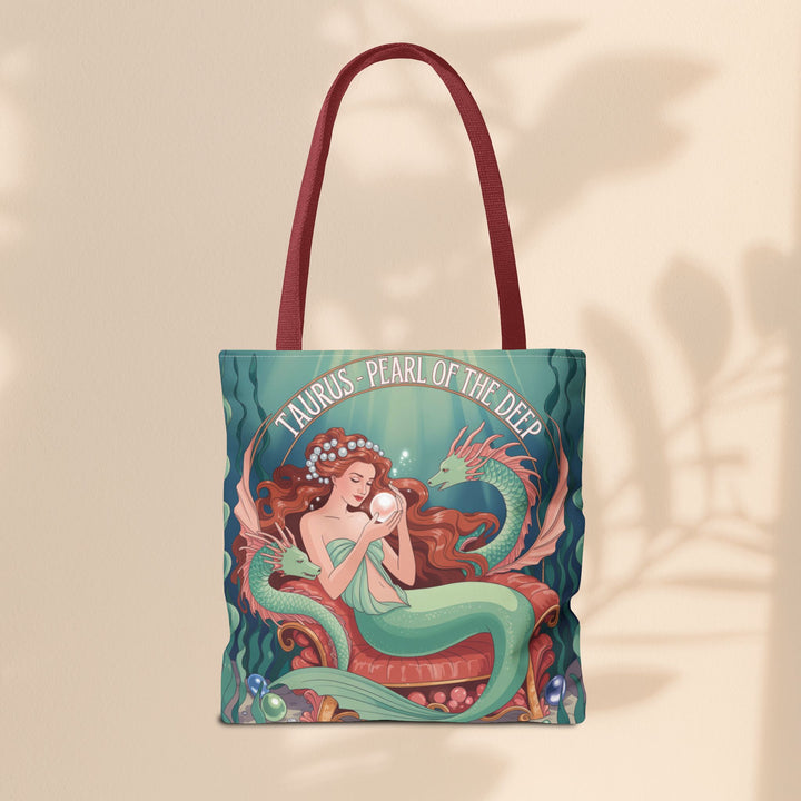 Taurus Mermaid Tote Bag, Taurus Zodiac, Ocean Lover Gift, Beach Accessory, Astrology Decor, Unique Shopping Bag