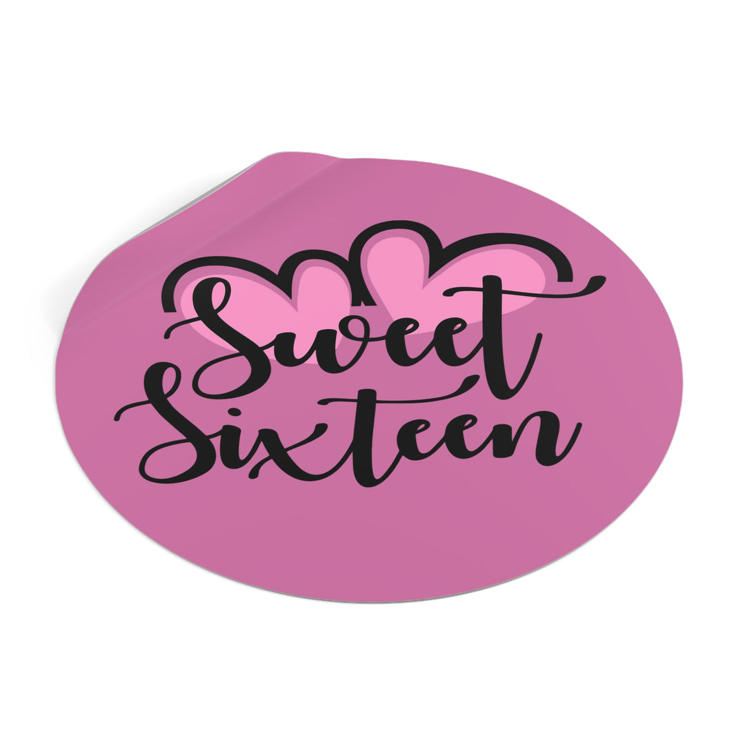 Sweet 16 Round Vinyl Stickers – Birthday Party Favors, Cute Décor & Personalized Celebration Labels