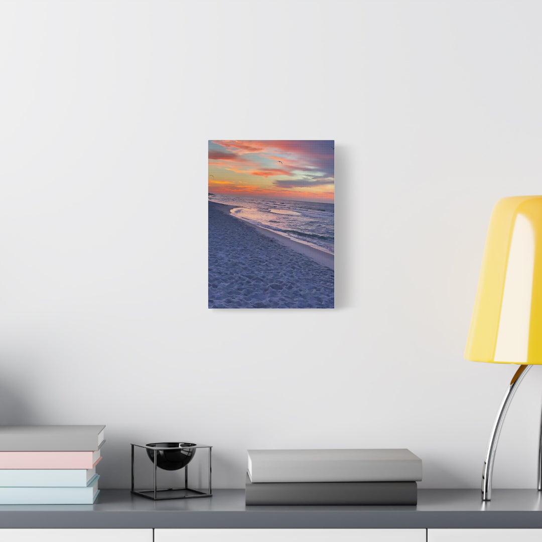 Sunset Beach Matte Stretched Canvas Print