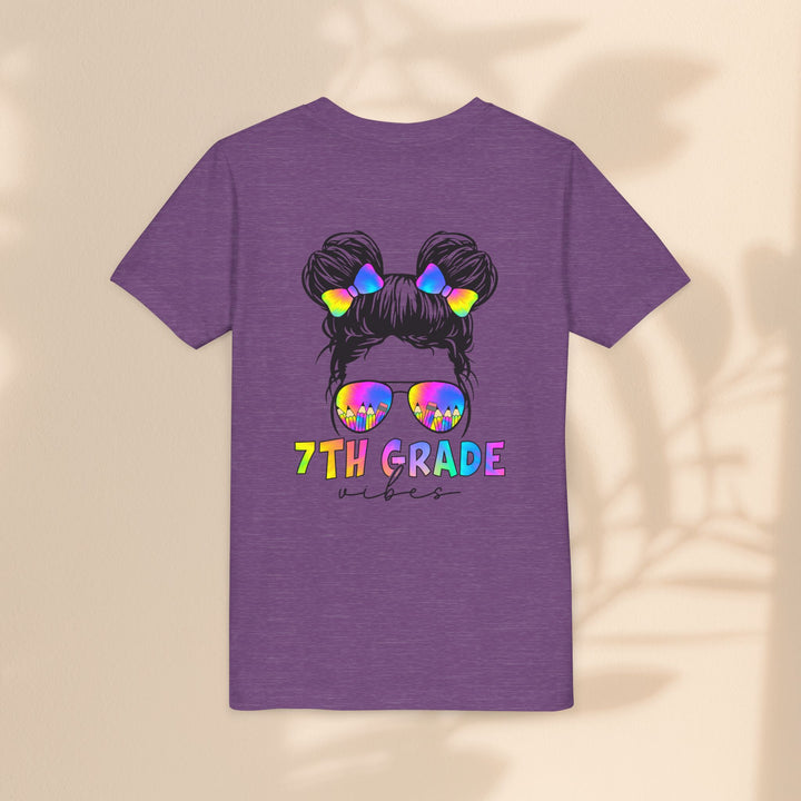 Rainbow 7th Grade Vibes Tee, Fun Youth T-Shirt, Back to School Fashion, Kids Graphic Tee, Teen Birthday Gift, Colorful Kids Wear