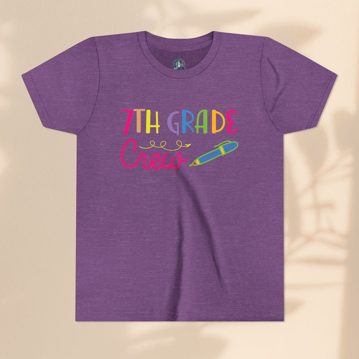 Seventh Grade Crew Tee, Fun School Spirit Shirt, Youth Fashion Top, Back to School Gift, Kids' Team Apparel, Colorful Graphic T-shirt